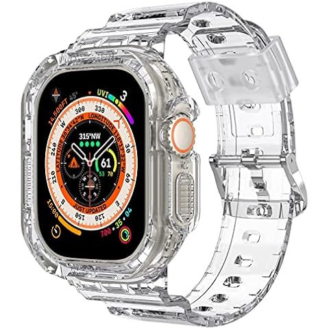 KADES Compatible for Apple Watch Strap 49mm Ultra with Protective Bumper Case Transparent Sport Military Protective Cases Protector Drop-Proof Shockproof for iwatch Strap 49mm Ultra,Clear Cover