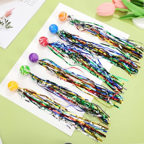Heyumybit Hüpfbälle für Kinder,20 Stück Springball mit Farbige Bänder,Hüpfbälle Springball,Gummiball Spielzeug,Elastisch Bälle für Kindergeburtstage Draussen Spielzeug