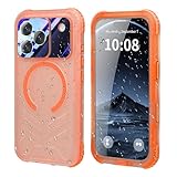 Djuiofdja for iPhone 17 Pro Waterproof Case, 360 Full Body Protective Phone Cover with Built in Screen Camera Protector, Underwater Filming Snorkeling Swimming, Frosted Matte Orange Rim