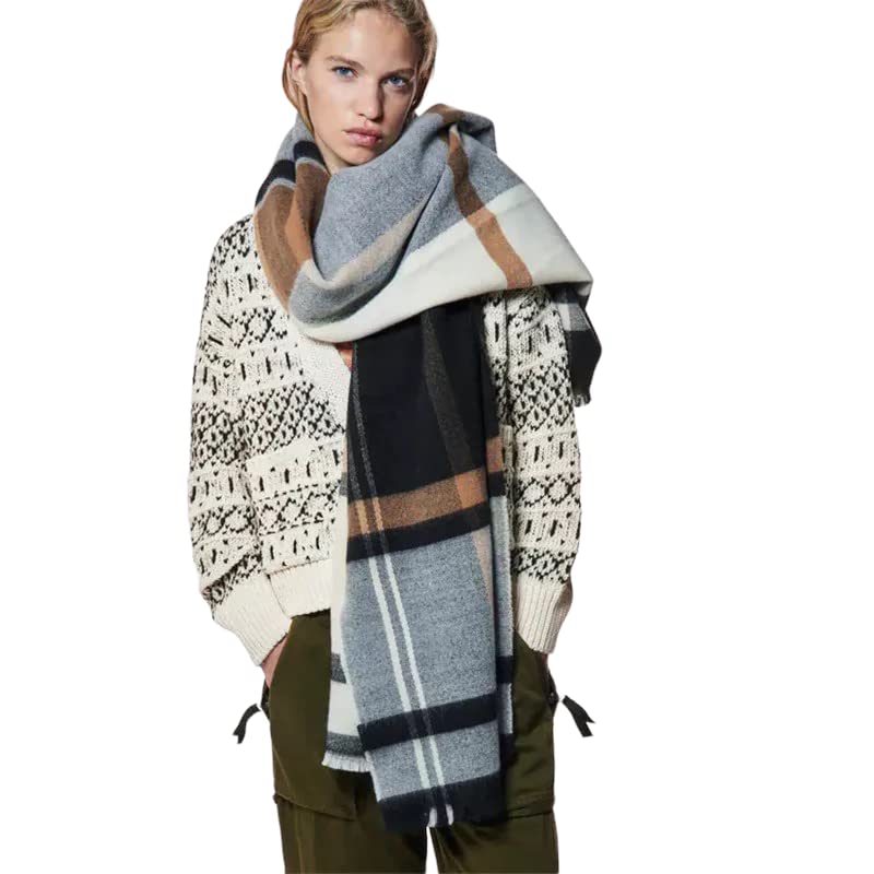 Grande écharpe d'hiver pour vos balades en ville et soirées fraîches en tartan