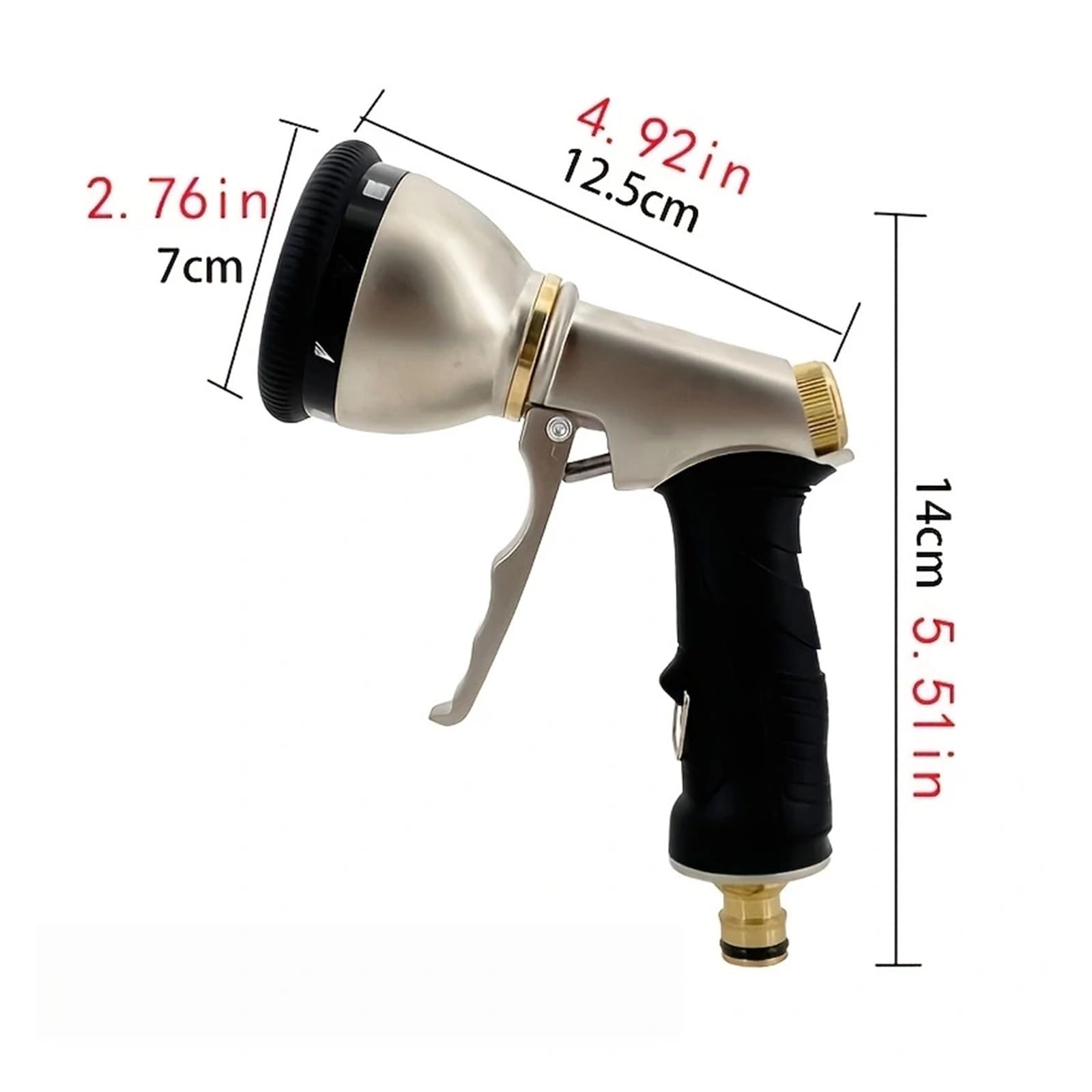 Pistolet d'arrosage avec embout multi-jets, Pulvérisateur d'eau de jardin en alliage Zinc, 8 fonctions, for arroser la pelouse et le lavage voiture, nettoyage