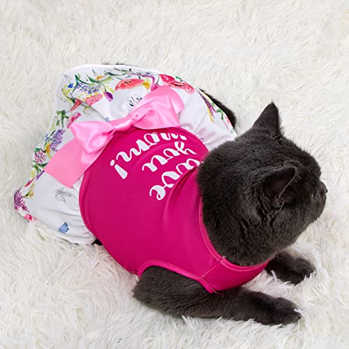 Spring Summer Dresses For Medium Dogs - I Love Mom Pets Dress Clothes Puppy Skirt Chihuahuas Dress Costumes(Medium,Pink 2) #TOP5