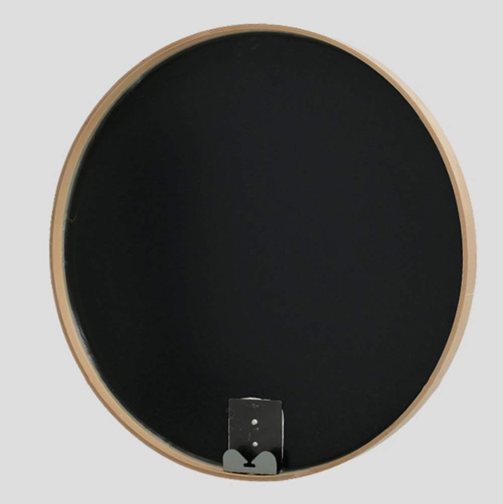 Bathroom mirror Mirror, Border Makeup Mirror Wooden Frame Large Round Mirror Wall Mirror (Color : Wood Color, Size : 70cm)