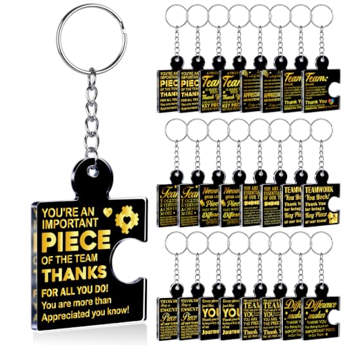 DRMNPKT Set of 24 Team Appreciation Gifts Bulk Mixed Keychains, Black