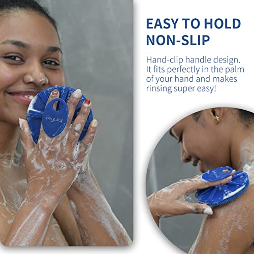 Image of Silicone Body Scrubber, Shower Bath Scrubber, More Hygienic Than Traditional Loofah, Lather Nicely, Long Lasting, Gentle Exfoliating Brush for Women Men Baby Sensitive Skin, 1 Pack, Blue