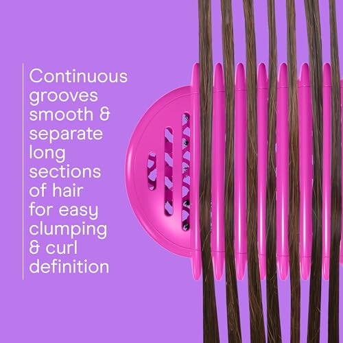 Image of Conair Curl Define Pro Detangler Brush for Curly Hair, Dual-Vent Design with Continuous Grooves, Mixed Bristles for Frizz-Free Detangling, Smoothing, and Curl Definition, Hot Pink
