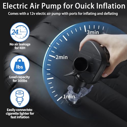 Image of Onirii Inflatable Car Air Mattress Bed with Back Seat Pump Portable Travel,Camping,Vacation,Sleeping Blow-Up Pad fits SUV,RV,Truck,Minivan /Compact Twin Size | Inflatable SUV Camping Sleeping Pad,Blow Up Backseat Car Mattress with Air Pump for Rear Seat
