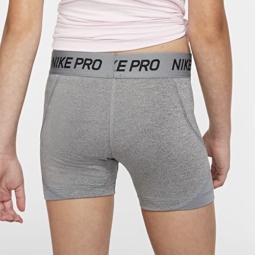 Nike Kids Girl's Pro Boyshorts (Little Kids/Big Kids) (Large, Carbon Heather/White)2