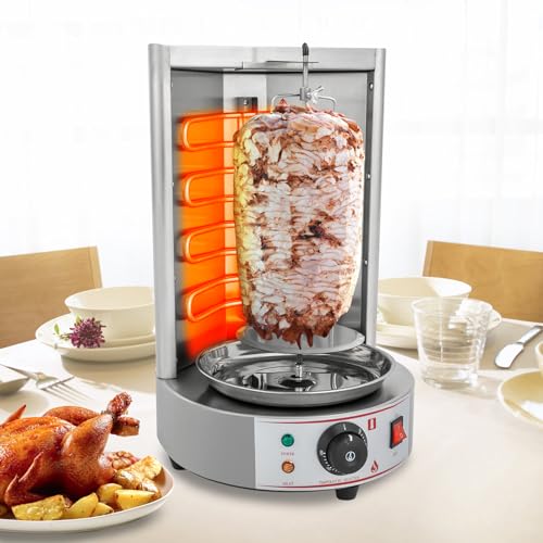SABUIDDS Dönergrill für Zuhause Hähnchengrill Rotissiere Gyros Kebab Vertikaler Edelstahl Grill mit 360°-Hitzeverteilung 8kg Fassungsvermögen Gas/Elektro Vertikalgrill für Döner, Hähnchen (Elektro) – Bild 7