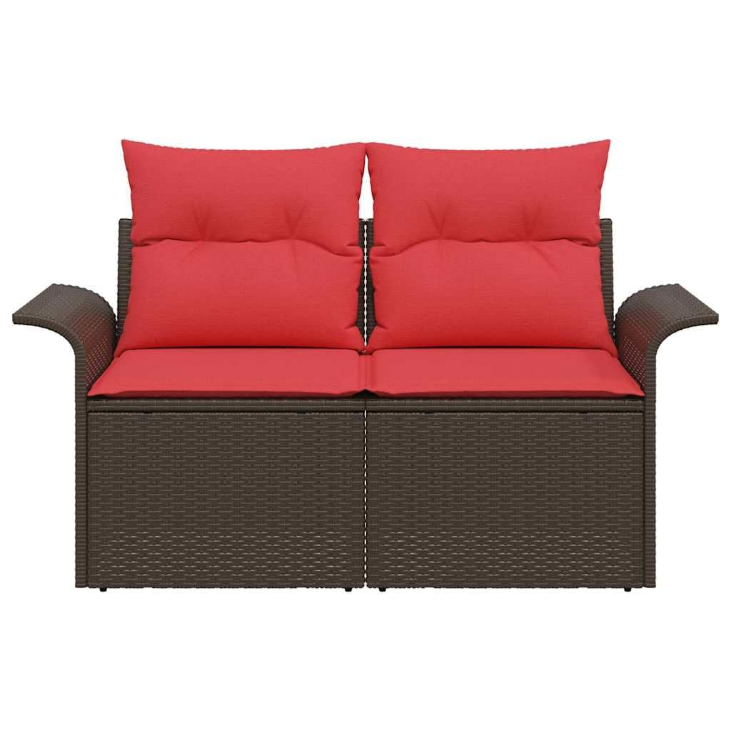 Divano da giardino con cuscino, in polyrattan, 141 x 62 x 69 cm, resistente alle intemperie, modulare, leggero, per balcone, terrazza, lounge all'aperto, accogliente gruppo di sedute