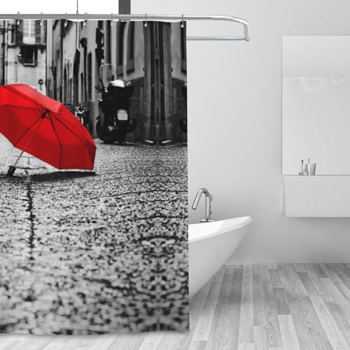 Rideau de douche imperméable chic motif rouge pour hôtel et maison - 8