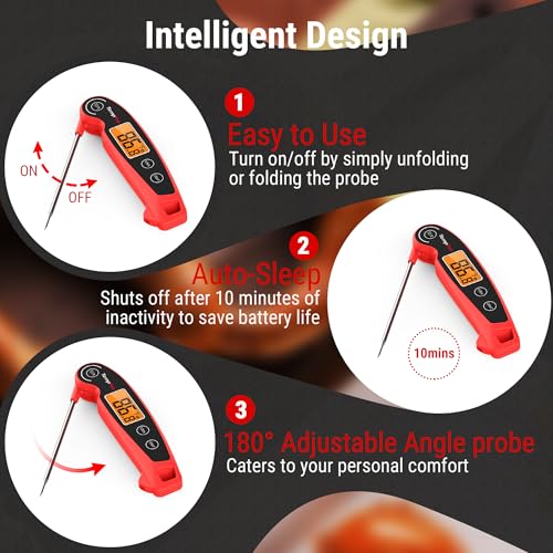 Image of TempPro TP605 Instant Read Meat Thermometer for Cooking, Waterproof Digital Food Thermometer with Large Backlit LCD, Kitchen Thermometer for Grilling, Smoking & Candy Making (Previously ThermoPro)