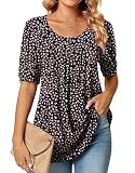POPYOUNG 2023 Spring-Summer Women's Round Neck Puff Short Sleeve Pleated Fashion T-Shirts Loose fit