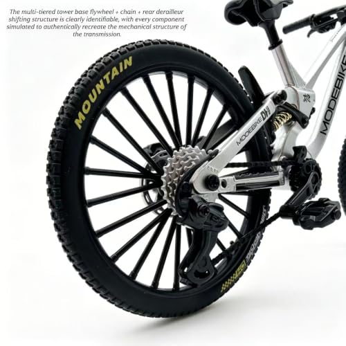 Bicicleta de montaña de metal 1:10 miniatura de colección con suspensión para decoración 5