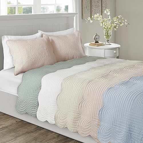 Madison Park MP13-1037 Tuscany Quilt Set-Casual Damask Medallion Stitching Design Lightweight Coverlet Bedspread Bedding thumb #8