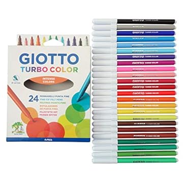 Giotto - Confezione da 24 pennarelli Giotto Turbo color, con punta in fibra, per scuola e arte