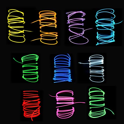 Image of dobestyou 10-Pack EL Wire, 16.4Ft Neon Glow Electroluminescent Wire (Red /Blue /Purple /Orange /Green /Pink /White /ice Blue /Yellow /Fluorescent Green), Perfect for DIY Designs and Party Decorations