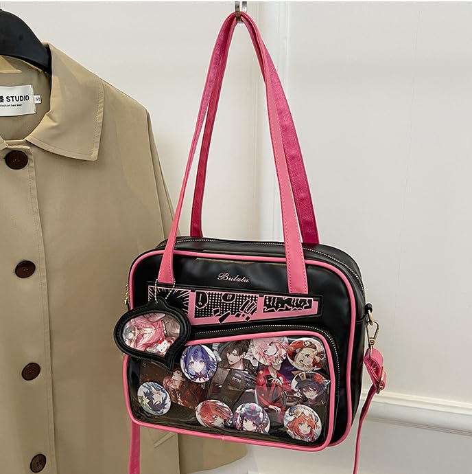 Y2K Fashion Crossbody Itabag, Handbag Bag Kawaii Grunge Shoulder Bag Emo JK Itabag Ita Sling Purse Itabag Crossbody (Black pink)2
