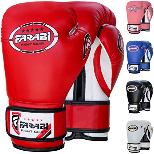 Farabi Sports Guantes Boxeo niño Guantes Muay Thai 4 oz 6 oz 8 oz Guantes de Boxeo niño MMA Muay...
