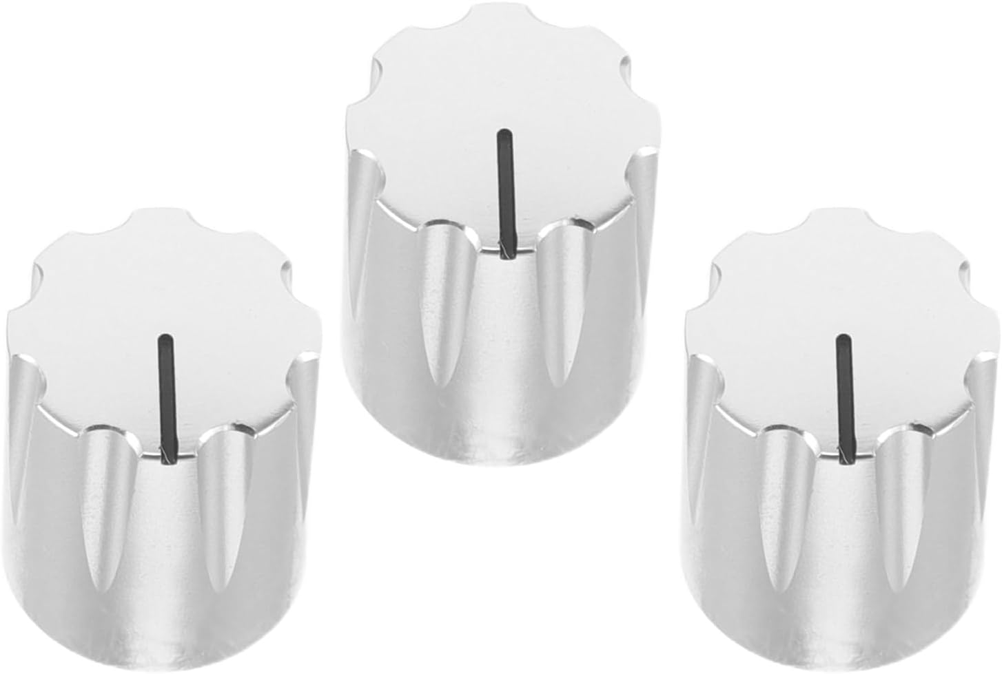 HEMOTON 3pcs Silver Aluminum Alloy Guitar Control Knobs 12.5x15.5mm for 6mm Shaft Potentiometers Electric Guitar Bass Amplifier Volume Tone Replacement