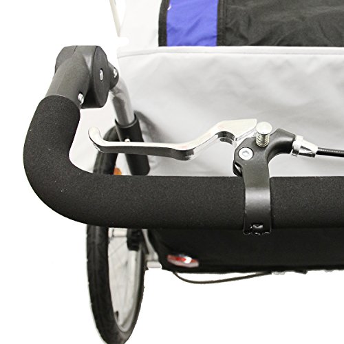Clevr Deluxe 3-in-1 Double 2 Seat Bicycle Bike Trailer Jogger Stroller for Kids Children | Foldable w/Pivot Front Wheel, Blue - Thumbnail 3