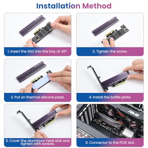 Image of ZORBES PCIe Adapter Card, NVMe SSD Expansion Card with Aluminum Heatsink, PCIe 4.0 to NVMe SSDs Adapter, for Expand PC Storage, Supports PCI-Express X4 X8 X16 Slots NVMe Card