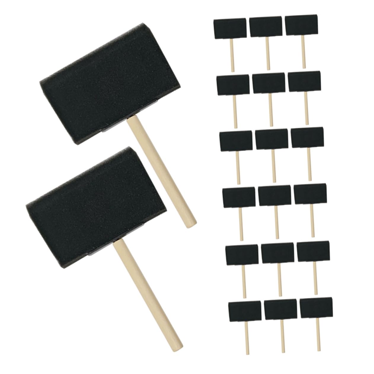 Pincel de Esponja de 4 Pulgadas Negro Mango de Madera, 25 Piezas