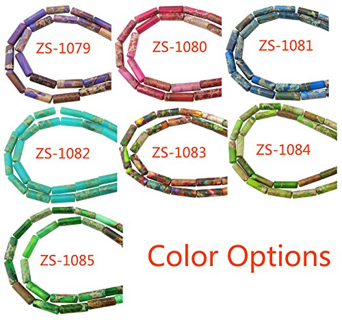 COIRIS 1 Strand 12x4MM Natural Cylinder Tube Shape Stone Loose Beads Imperial Jasper for Jewelry Making DIY Design (ZS-1083) - Thumbnail 2