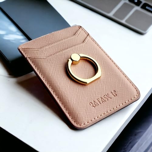 RATASK Stick-On Mobile Phone Card Holder with Ring Holder Kick Stand (Pink) - Image 2