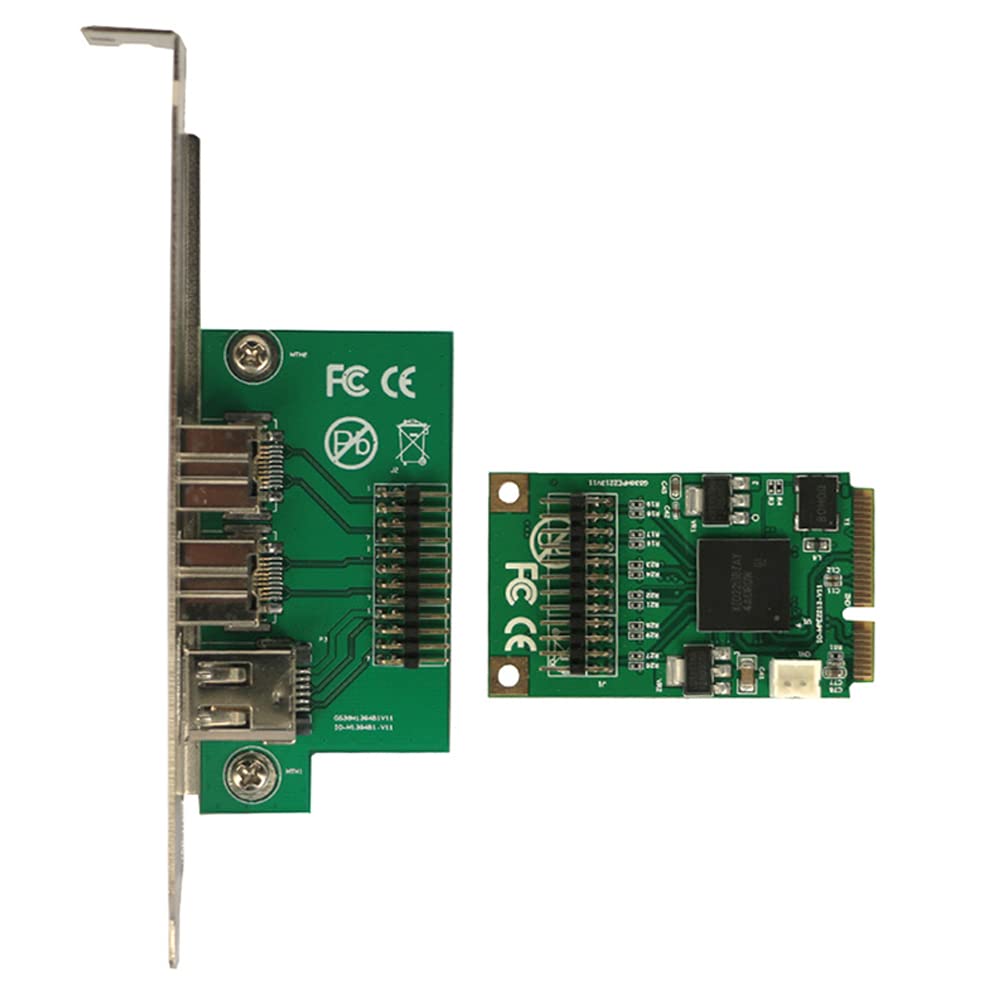 ezqnirk 1PCS Mini PCI-e to IEEE 1394 Controller Card Combo 1× 1394A 6Pin 2× 1394B 9Pin Adapter 800 Removable Suitable for Firewire Computer PC