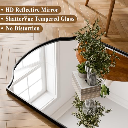 Image of BEAUTYPEAK Full Length Mirror, Full Body Mirrors with Unique Arched Design, 71 inchx30 inch Floor Mirror with Aluminum Alloy Frame, Standing Hanging or Leaning for Bedroom and Living Room, Black