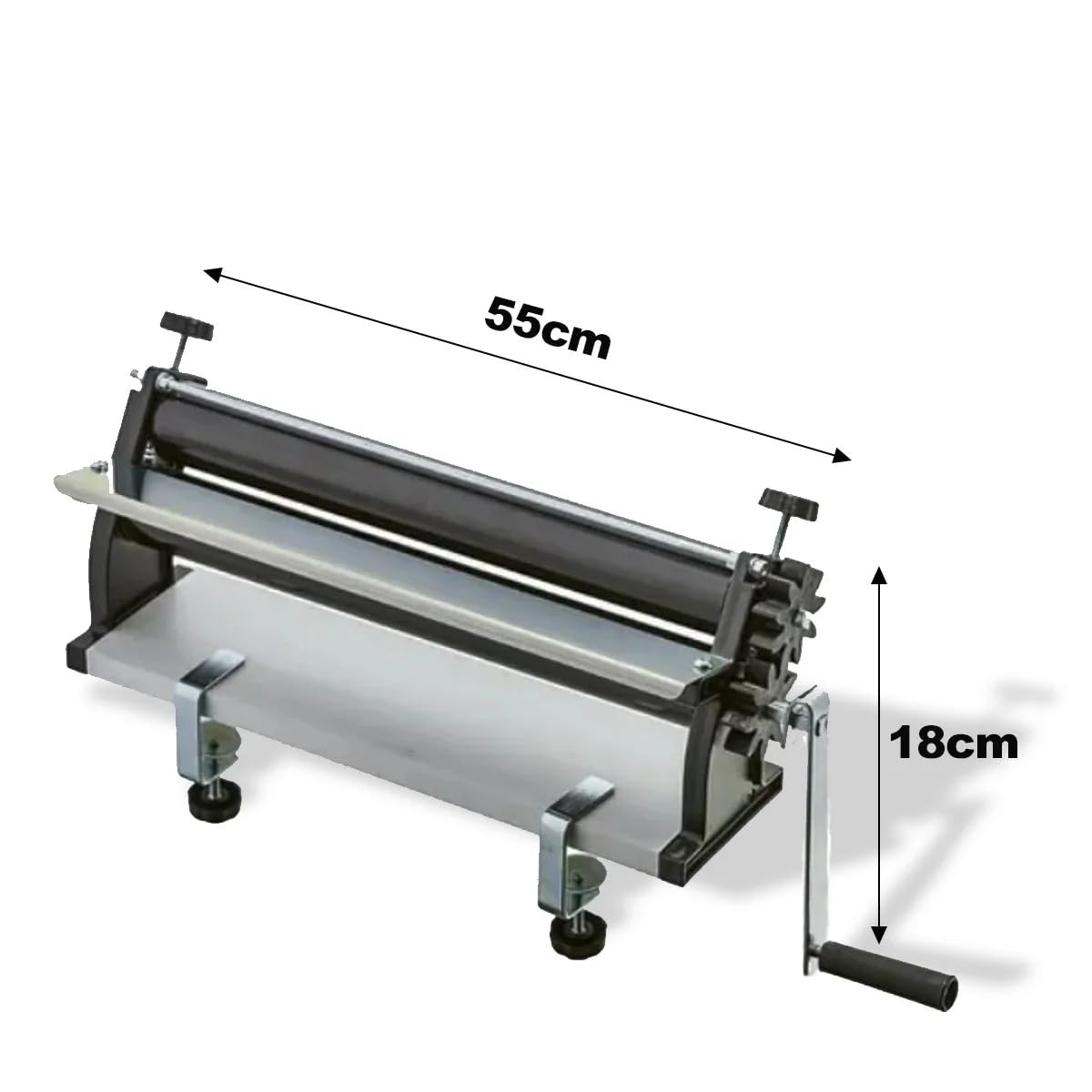DKN Pizzateig-Rollmaschine mit Handkurbel, 48,8 cm, Nudelmaschine, Teigfolie mit Antihaft-Rollen mit Dickenkontrolle – Konstruktion aus massivem Stahl und Aluminium
