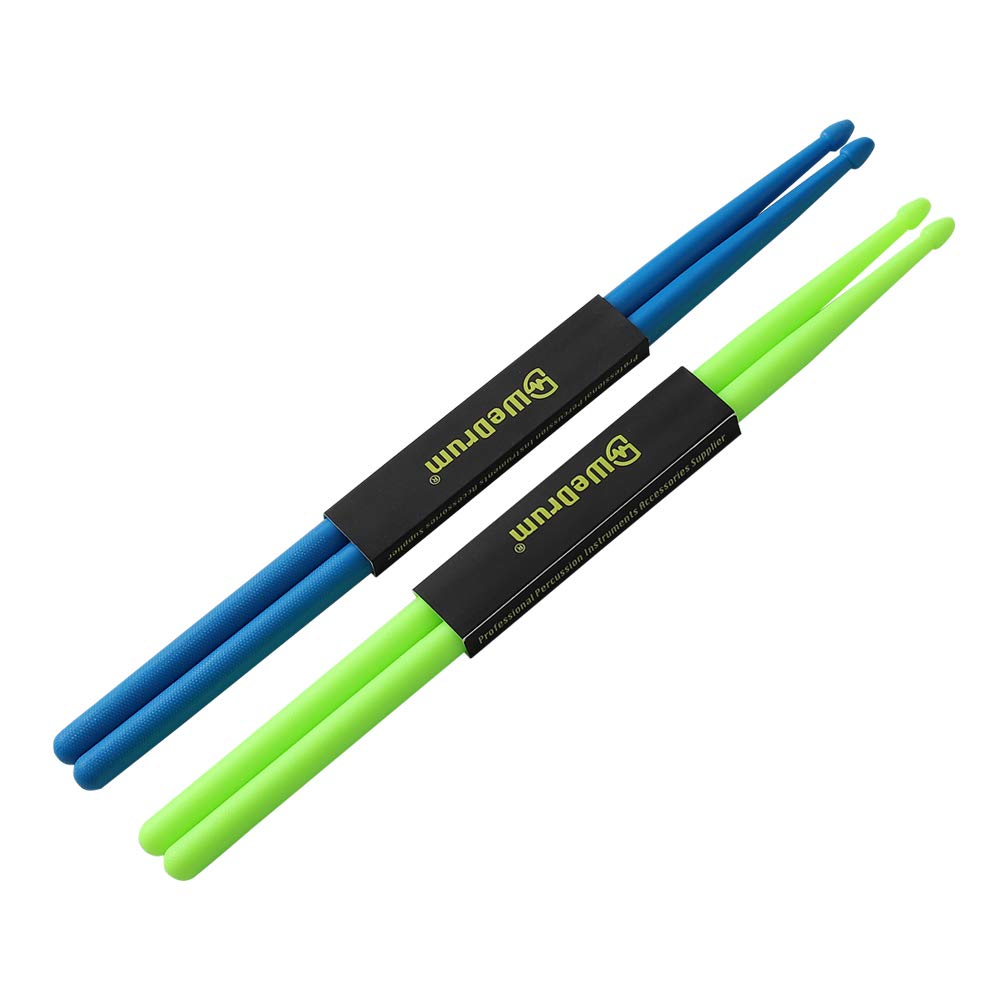 2 Pairs Drumsticks for Drum Light Durable Plastic 5A Drum Sticks for Kids Adults Musical Instrument Percussion Accessories (Blue and Green)