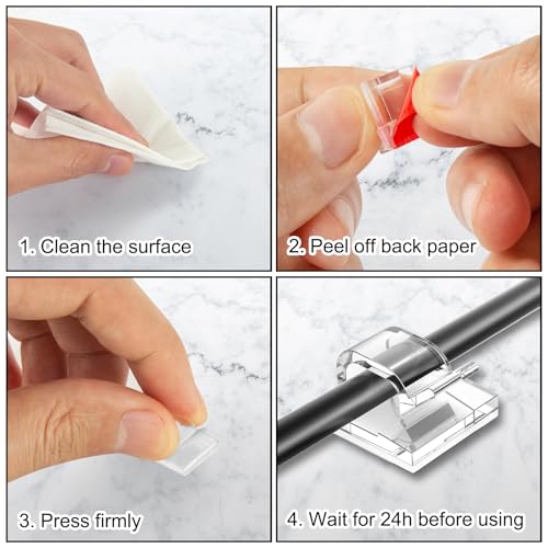 image for suoundey 100 Pcs Cable Clips, Adhesive Cable Organizer Cord Holder Wir