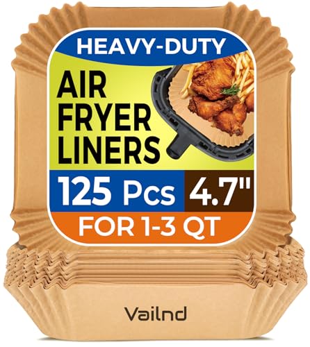 Small Air Fryer Liners Disposable, 2 QT Parchment Paper for COSORI 2.1 Qt Air Fryer, 125PCS 4.7 Inch Square Baking Paper Sheets for Mini Airfryer Basket