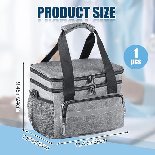 Image of Timgle 1 Pack Double Layers Medicine Storage Bag Pill Bottle Organizer 11.4 x 7.9 x 9.5 in Empty First Aid Kits Bag with Shoulder Strap for Home Emergency Medication Fish Oil Vitamins