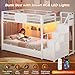 BTHFST Bunk Bed Twin Over Twin with Stairs, LED Lights Twin Bunk Bed with 2 Storage Drawers & 6 Fabric Drawers, Metal Twin Loft Beds with Guardrail & Stairs, Space Saving, Sturdy Frame for Teens