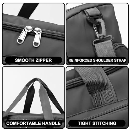 Image of Suruid Gym Bag with Shoe Compartment, Sports Duffle Bag for Women, Black Gym Bag&toiletry Bag, 19.68 x 11.02 x 11.02 inches, Sporty-functional | Dry Wet Separation Pouch, For Men and Women, Overnight Weekender Training Handbag Yoga Bag