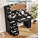 YITAHOME Vanity Desk with Mirror & Lights, Makeup Vanity Table Set with Power Outlet, 4 Drawers, 6 Open Shelves Above and 3 Adjustable Shelves Below, 3 Lighting Modes Dressing Table Black