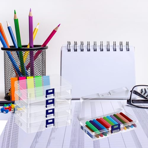 Image of 25 Pcs Plastic Crayon Box with Lid, Clear Crayon Organizer Crayon Holder Case Crayon Storage Containers for School Office Supplies Storage Organizer (25)