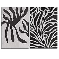 2 Panel Canvas Wall Art Black and White Flowers Canvas Prints Home Artwork Decoration for Living Room,Bedroom - 16