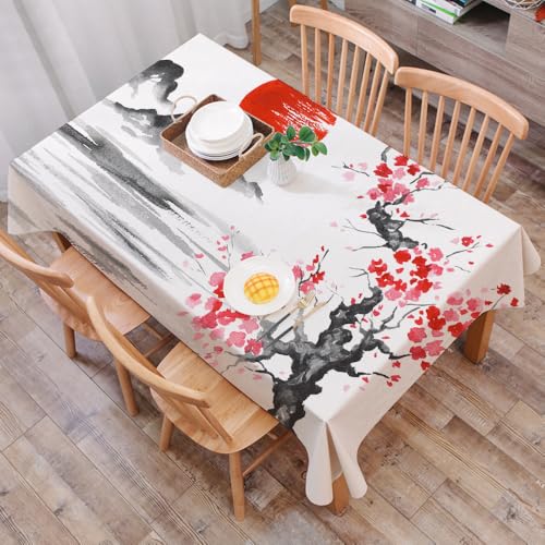 DALEXHM Nappe Rectangulaire 137x183 cm Nappe Exterieur Imperméable Anti-tâche Protection de Table pour Salle à Mangerr,Montagne de Peinture Traditionnelle...