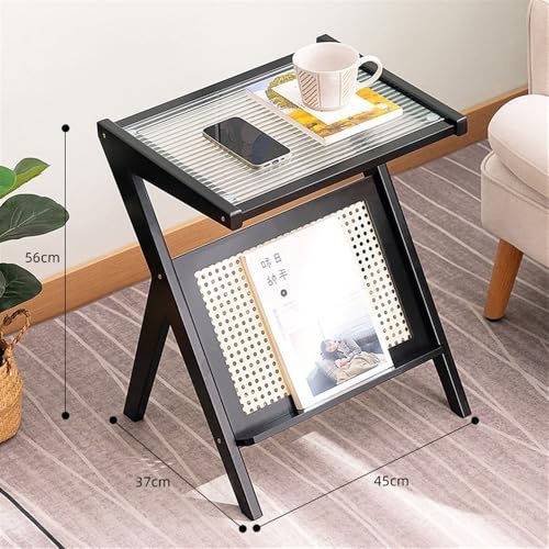 Petite table basse noire de 45cm avec rangement mobile pour salon moderne - 4