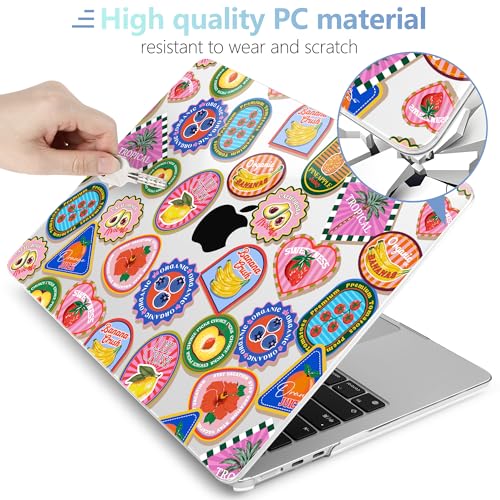 Image of MEEgoodo Case for M5 /M4 /M3 /M2 MacBook Air 13 inch 2026 2025 2024 2022, Fit Model A3449 /A3240 /A3113 /A2681, Case Compatible with MacBook Air 13.6-inch, Fruit & Sticker