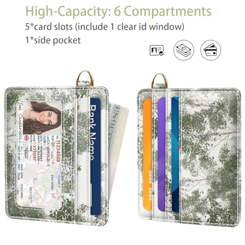 Image of Slim Minimalist Pocket Credit Card Holder Wallet Women | RFID Blocking Lightweight Thin Small Cute Card Cases, Foggy Forest