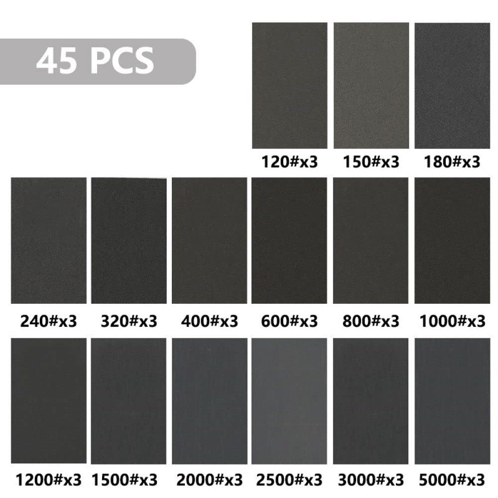 Pack De 100 Hojas De Lija Para Todo Uso: Madera, Metal, Paredes Y Más. Granos Del 120 Al 5000, ¡con Bloque De Lijado Incluido!