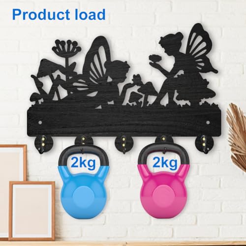 MAYJOYDIY Wall Mounted Key Holder, 30x20 cm, 5 Alloy Hooks, Fairy Mushroom Design - Image 4
