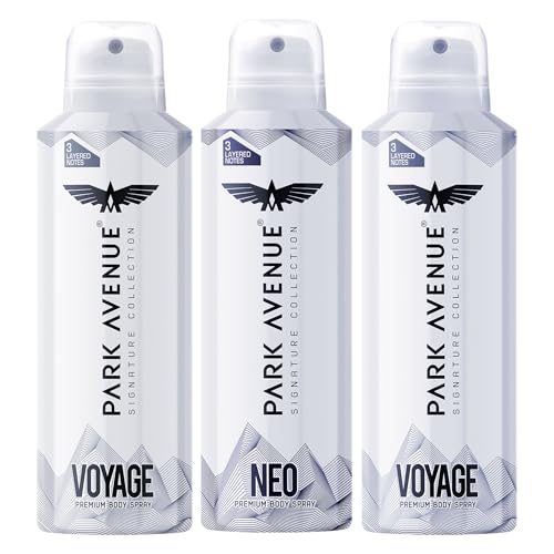 Park Avenue Men Voyage & Neo Signature Collection | Deodorant Spray | Fresh Long-Lasting Aroma | 150Ml Each (Pack Of 3), 450 Millilitres