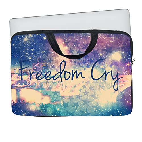 Image of TheSkinMantra Chain Laptop Sleeve Bag Compatible with Laptop /Macbooks /Chrombook /Notebook /Zbook (14.1 Inch (Handle), Freedom Cry)
