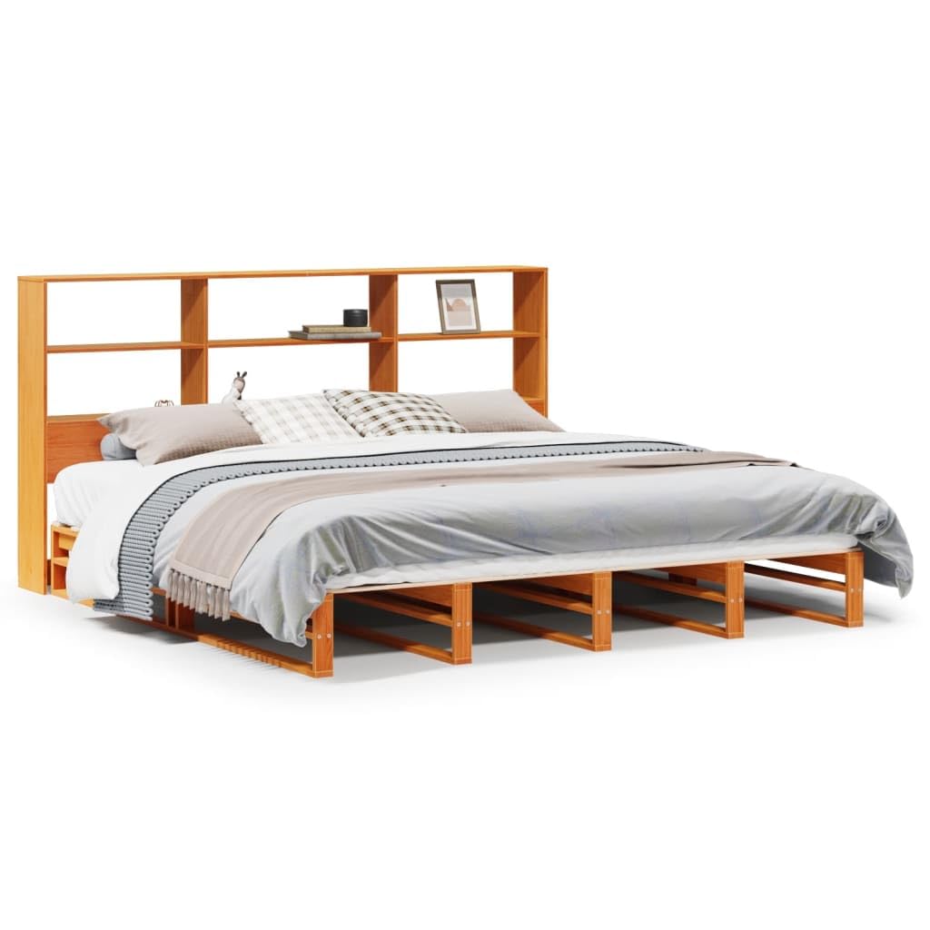 lite drewno sosnowe z regałem zagłówek 180x200 cm biały